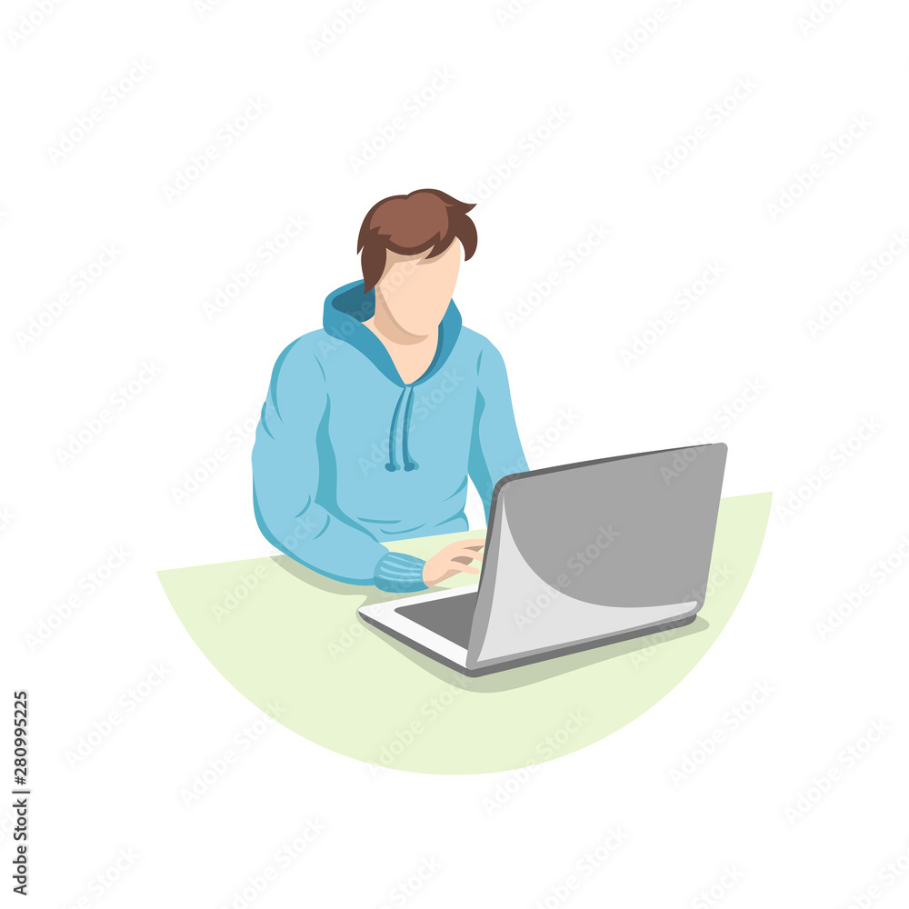 Busy computer programmer isolated on white background. Vector illustration Busy computer programmer isolated on white background. Vector illustration