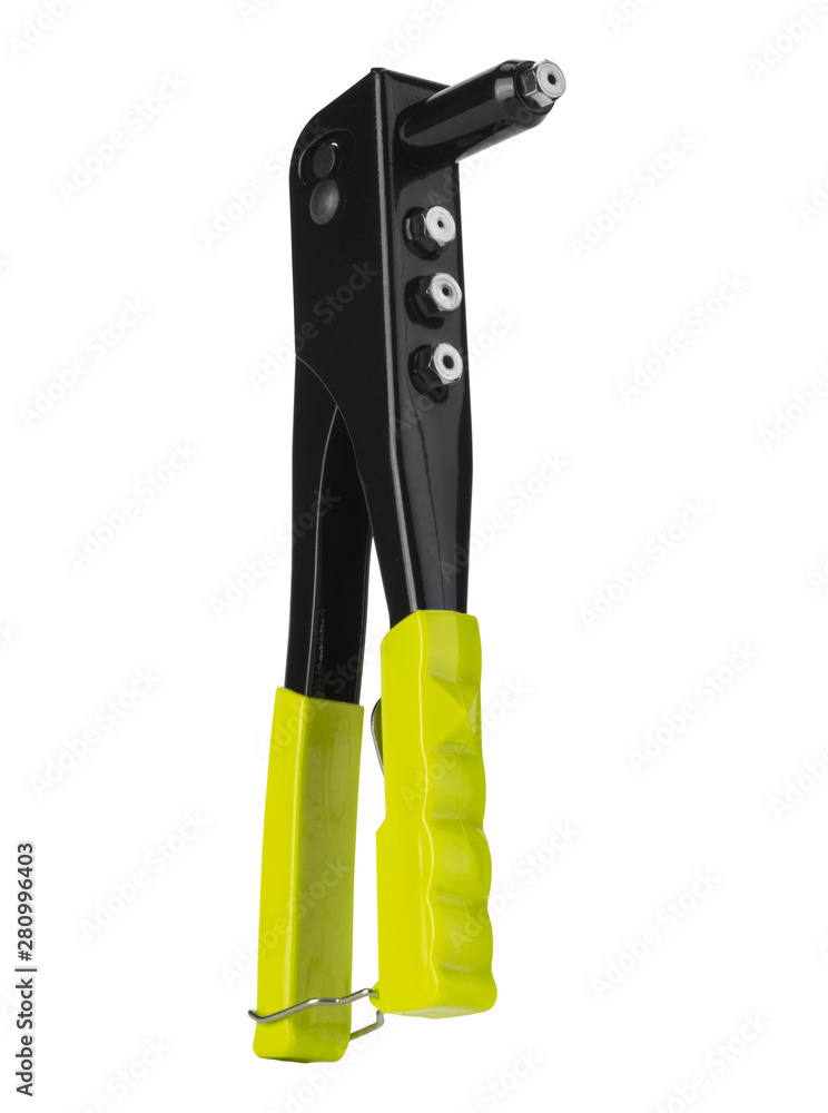 Naklejka premium Riveter isolated on white background. Studio image, close up