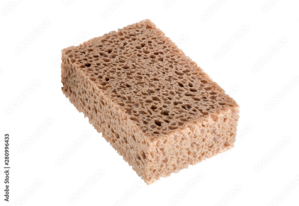 Close-up of cleaning sponge on white background. Big porous sponge isolated on white background Close-up of cleaning sponge on white background. Big porous sponge isolated on white background