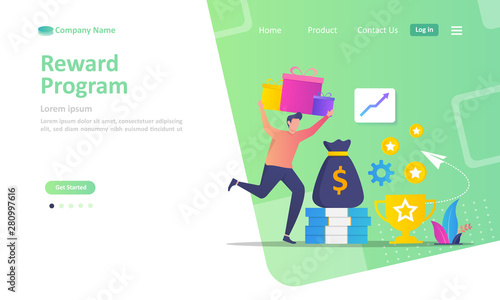 Earn Point concept, Loyalty program and get rewards, Suitable for web landing page, ui, mobile app, banner template. Vector Illustration. 
