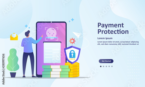 Payment Protection concept, guaranteed finance security, saving money information, Suitable for web landing page, ui, mobile app, banner template. Vector Illustration