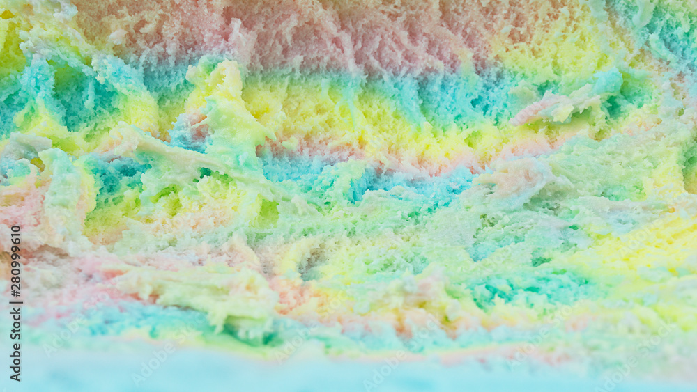 Ice cream Rainbow colorful surface, Top view Blank for design..
