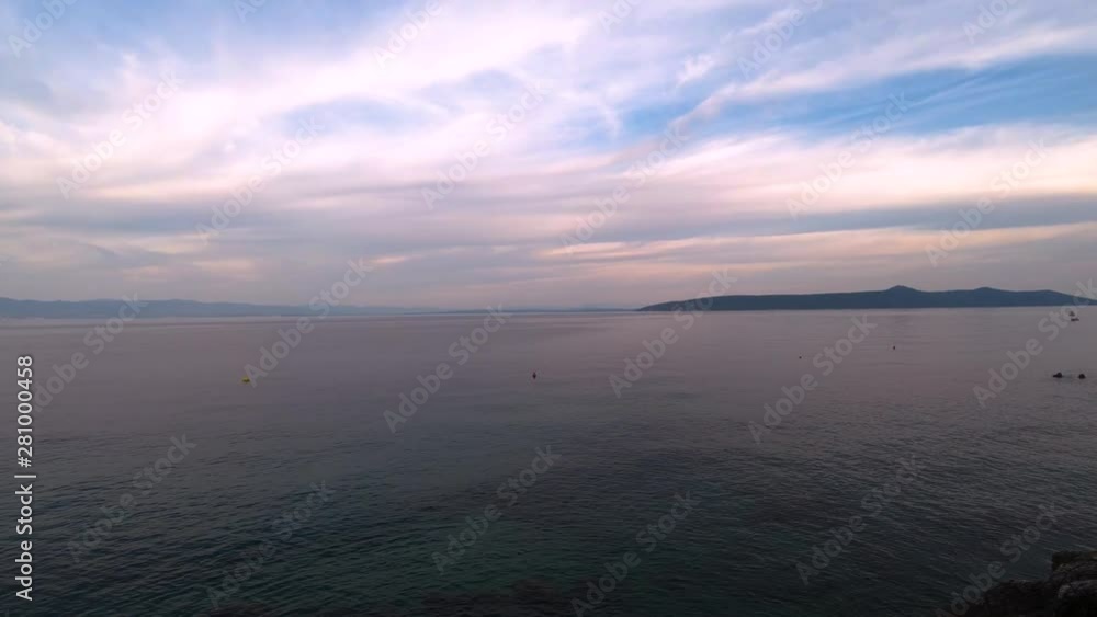 Left side pan with view of Adriatic sea at sunset Left side pan with view of Adriatic sea at sunset