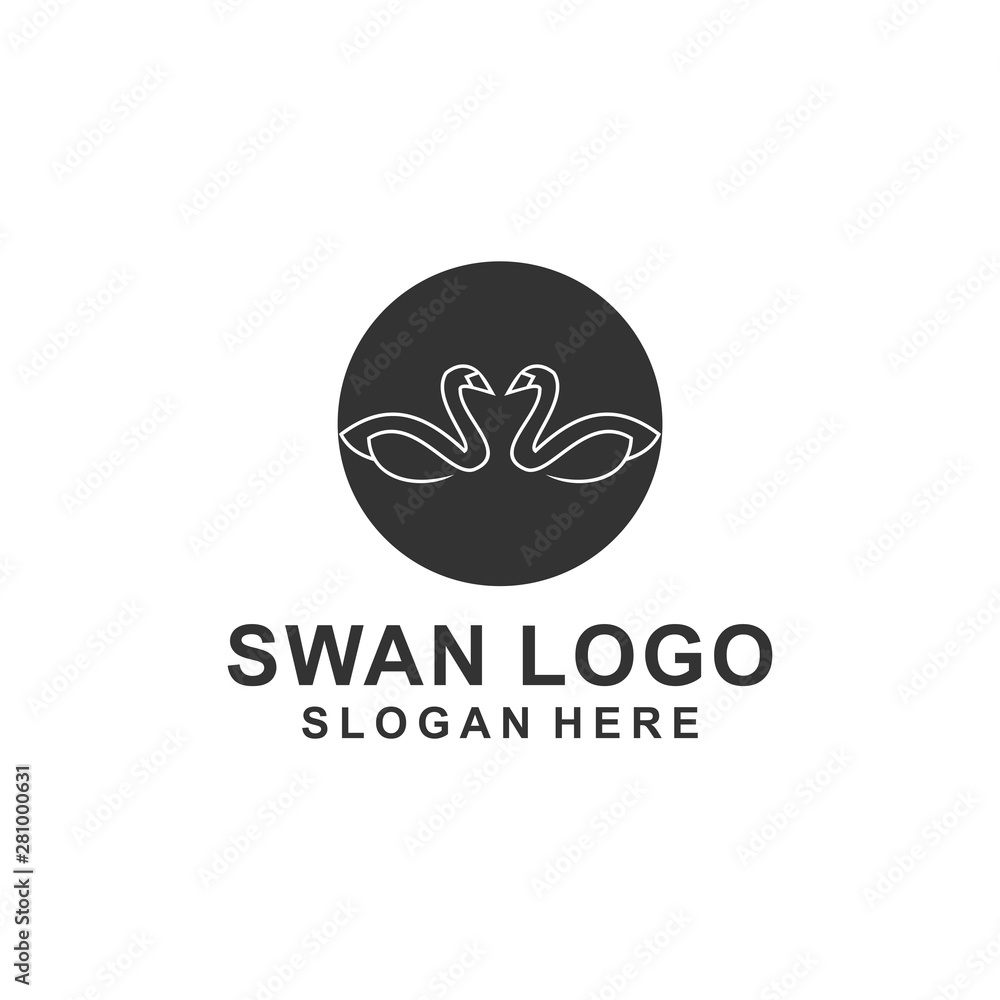 Abstract line bird wing leaf logo design. Swan spa start vector logotype Abstract line bird wing leaf logo design. Swan spa start vector logotype