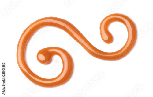 curl of caramel on a white background
