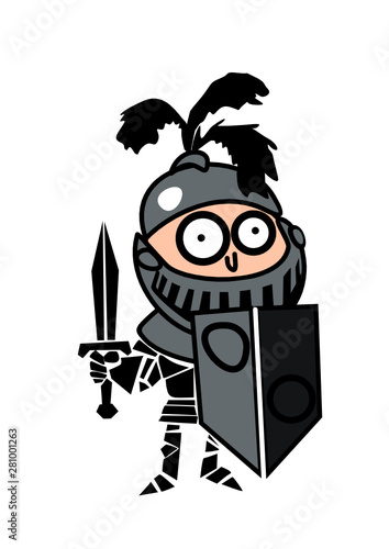 Illustration of funny cartoon knight