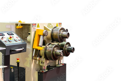 High technology and precision semi automatic pipe or tube bending machine for manufacturing process in industrial isolated on white background with clipping path