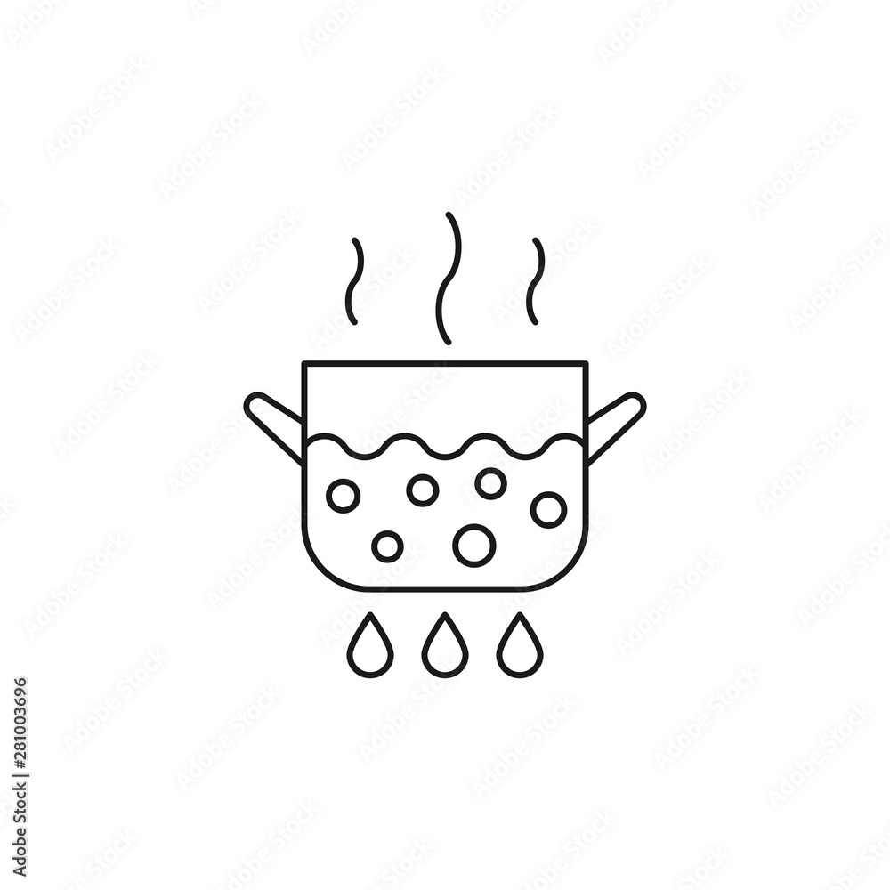 Boiling pan on fire vector icon outline style Boiling pan on fire vector icon outline style