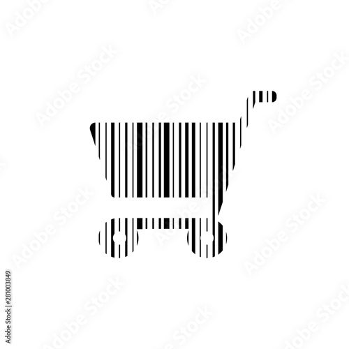 Cart icon in bar-code style. Vector