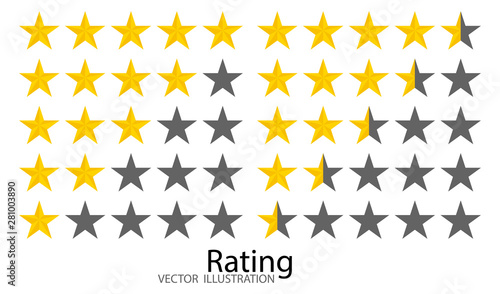 Star icon. Five stars customer product rating review. Rank rating stars feedback. Vector