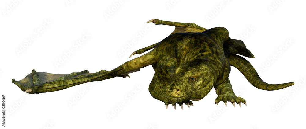 Fototapeta premium 3D Rendering Fairy Tale Dragon on White
