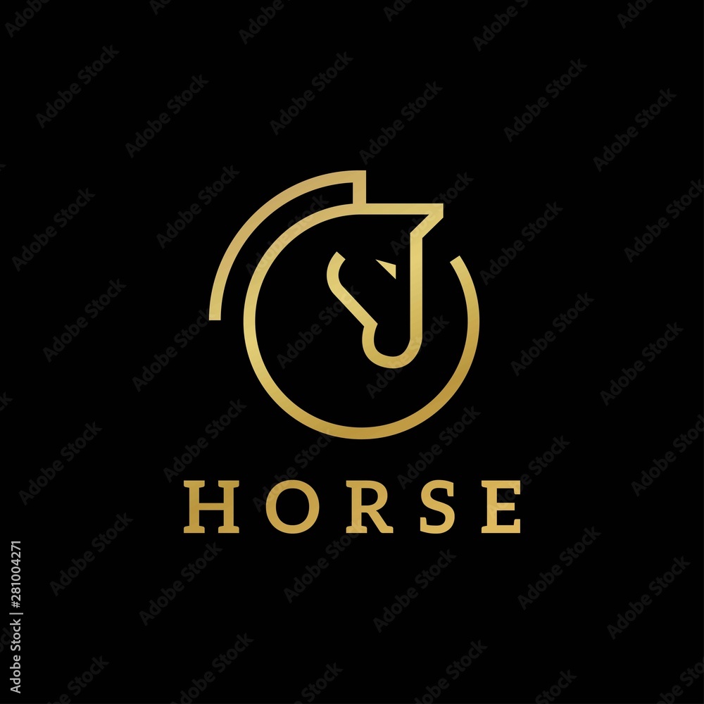 Vector linear icons and logo design elements - Gold horse vector Vector linear icons and logo design elements - Gold horse vector