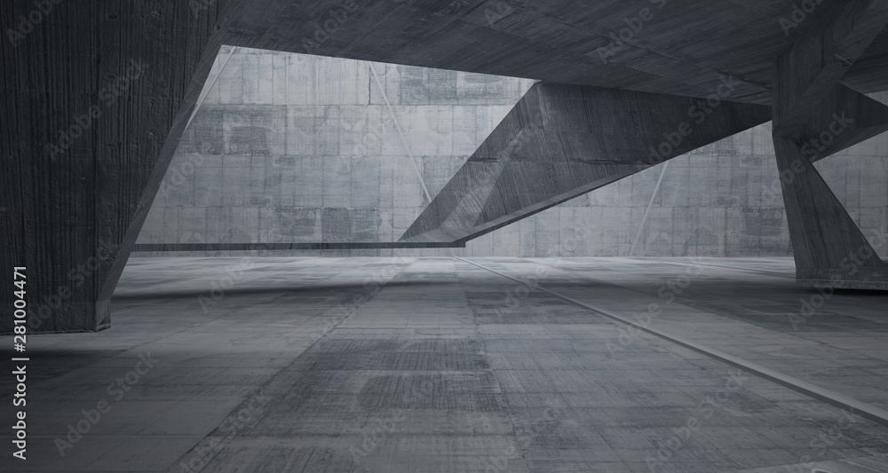 Abstract white and concrete interior. 3D illustration and rendering. Abstract white and concrete interior. 3D illustration and rendering.