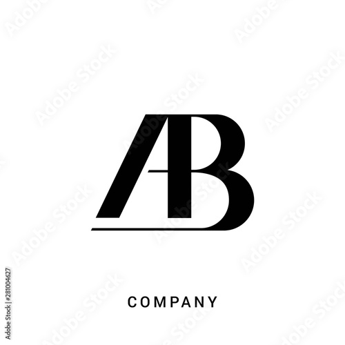 Creative modern unique elegant minimal artistic black and white AB initial based letter icon logo. - Vector