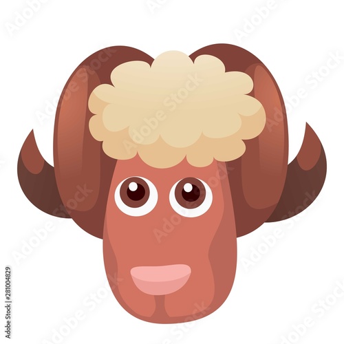 Head cute ram icon. Cartoon of head cute ram vector icon for web design isolated on white background