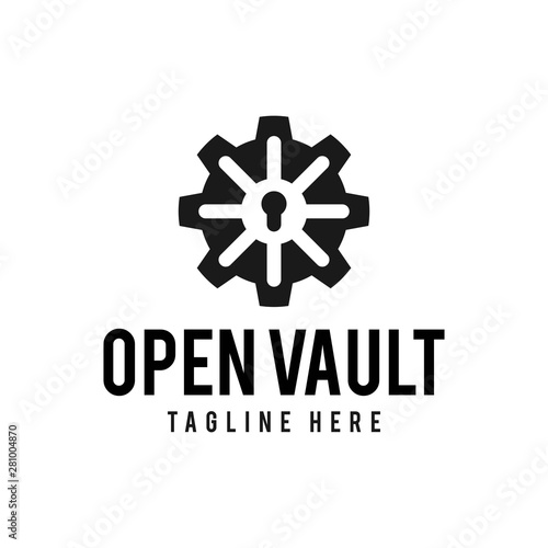 Vault logo hipster vintage retro door vector illustration