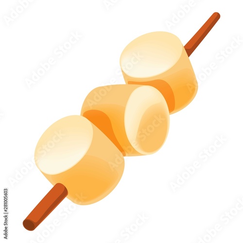 Marshmallow wood stick icon. Cartoon of marshmallow wood stick vector icon for web design isolated on white background