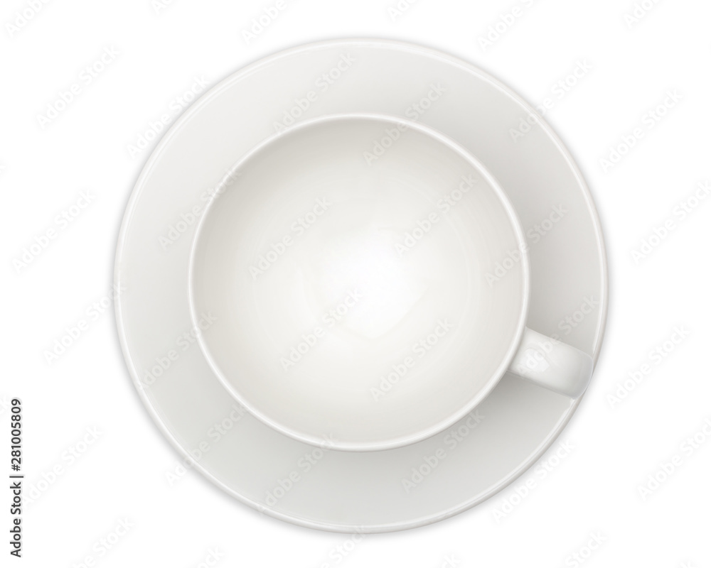 empty white coffee cup or tea cup top view on white background. with clipping path. empty white coffee cup or tea cup top view on white background. with clipping path.