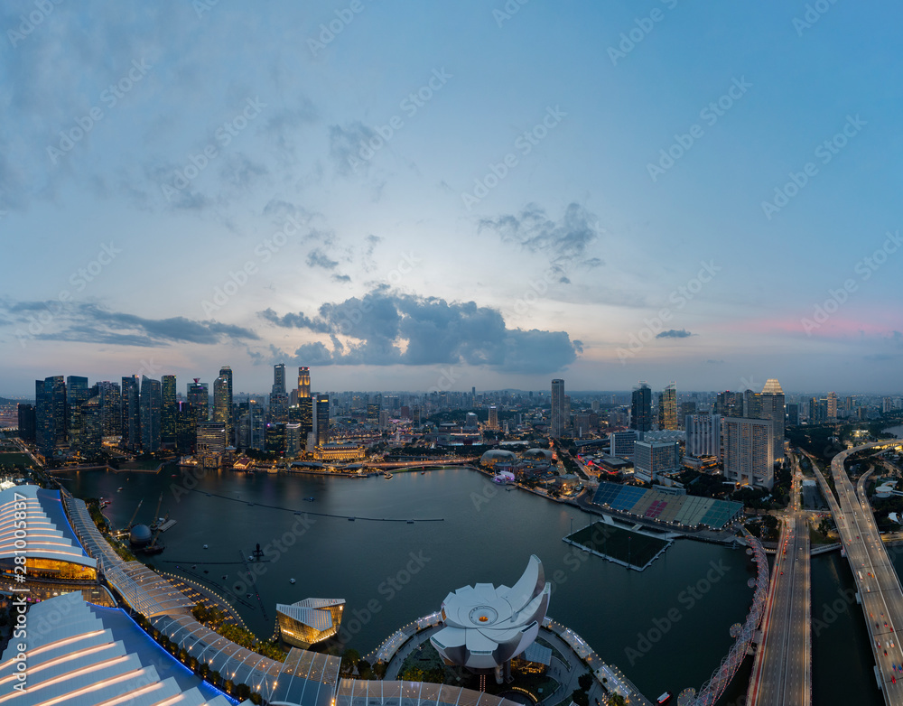 Singapore city view at dusk