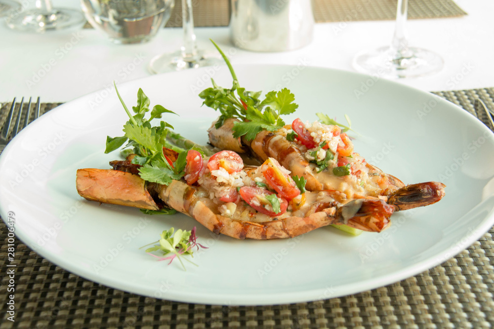 delicious grilled tiger prawn with sauce delicious grilled tiger prawn with sauce