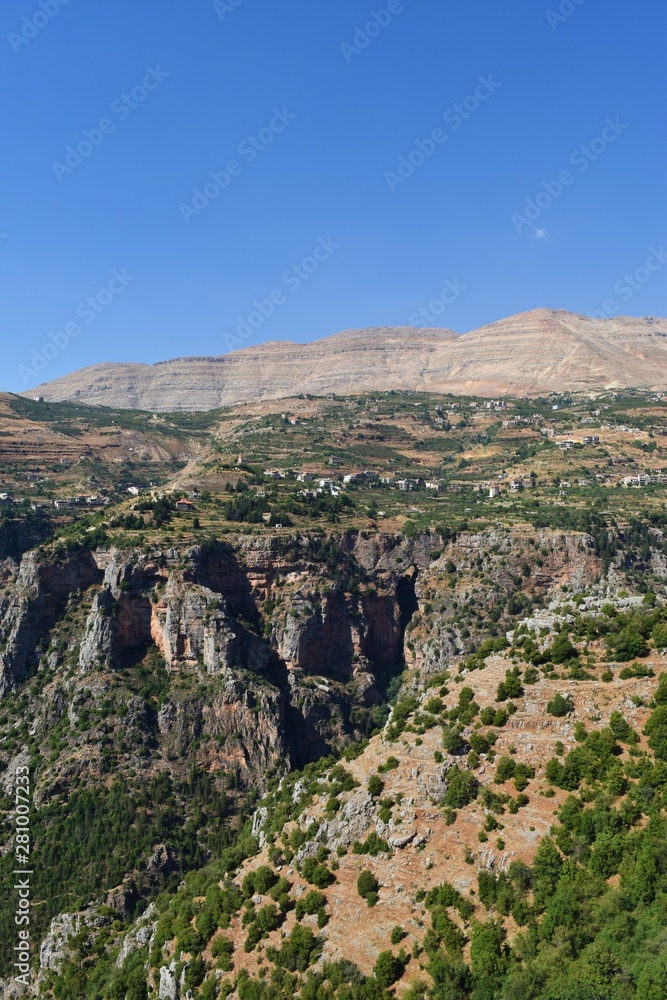 view of the cliffs of the saints valley in Mount lebanon in Bcharre village surroundings
