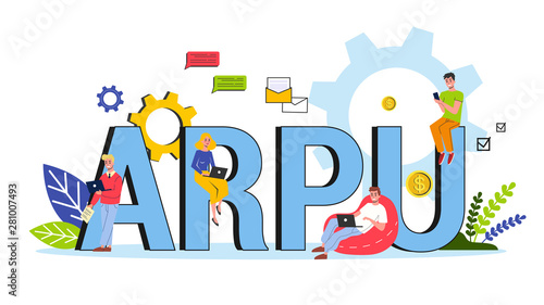 ARPU abbreviation. Average revenue per user concept