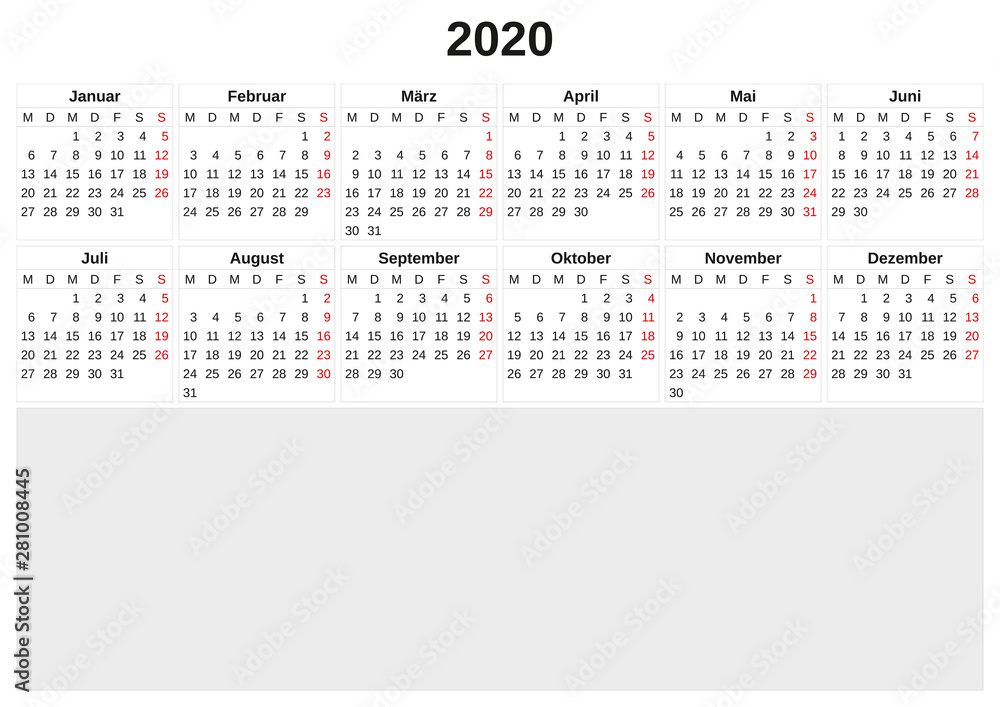 2020 annual calendar with white background. 2020 annual calendar with white background.