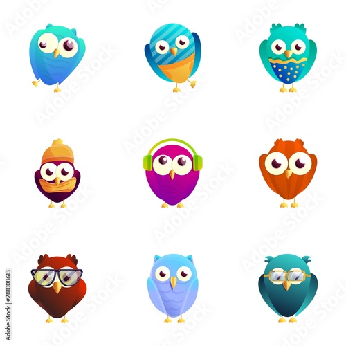 Wallpaper Mural Colorful birds icon set. Cartoon set of 9 colorful birds vector icons for web design isolated on white background Torontodigital.ca