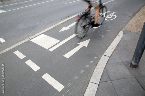 Cyclist on Cycle Lane in Frankfurt