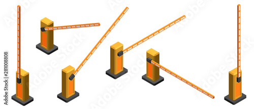 Automatic barrier. Isolated on white background. Vector illustration.