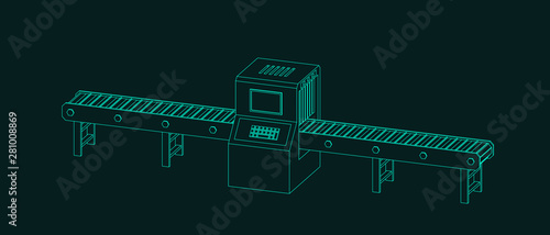 Empty conveyor belt with mo...