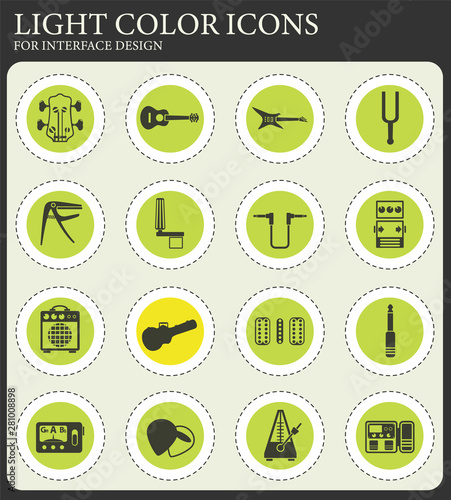 guitar and accessories icon set