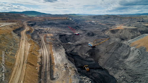 coal mining open pit mine aerial black photo