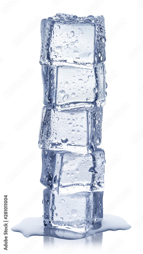 Ice cubes tower, isolated on white background Ice cubes tower, isolated on white background