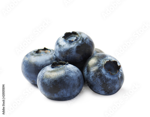 Fresh organic blueberries on a white background. 