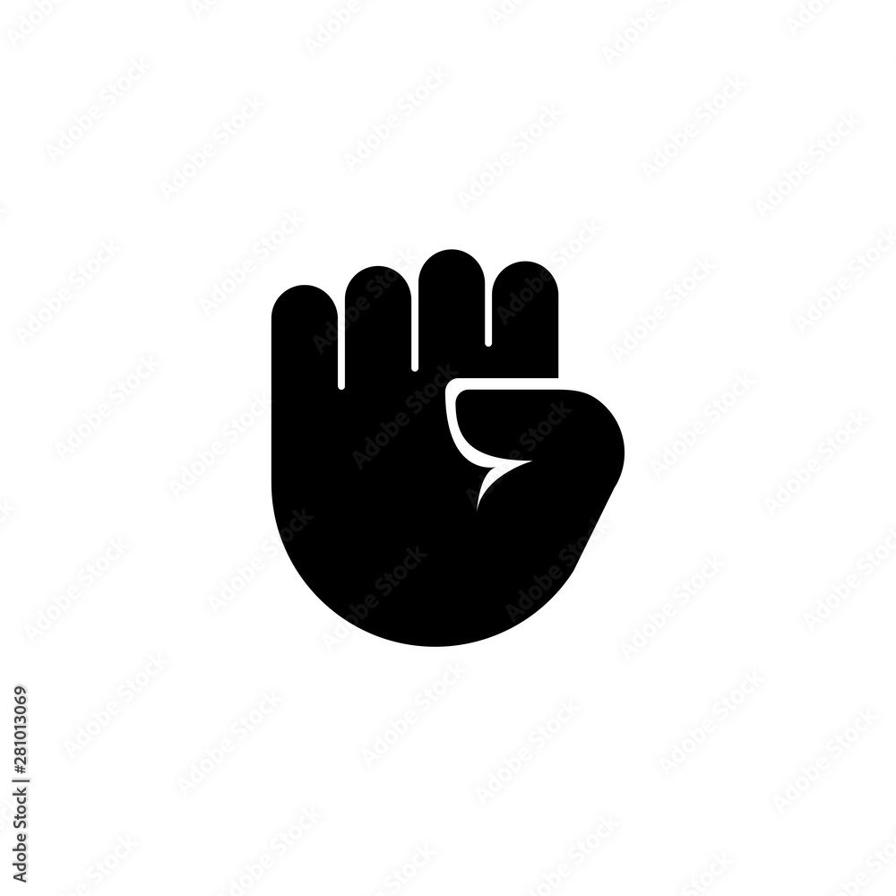 Clenched Raised Fist, Victory, Strength, Power Flat Vector Icon