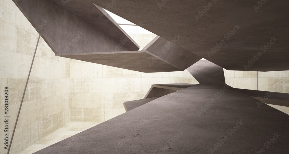Abstract white and concrete interior. 3D illustration and rendering. Abstract white and concrete interior. 3D illustration and rendering.