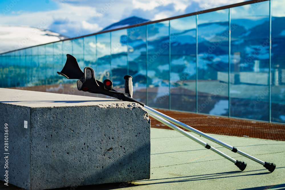 Crutches outdoor on nature. Stock Photo | Adobe Stock