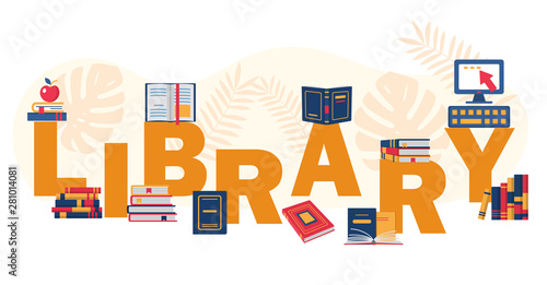 Reading eductational festival or library concept.