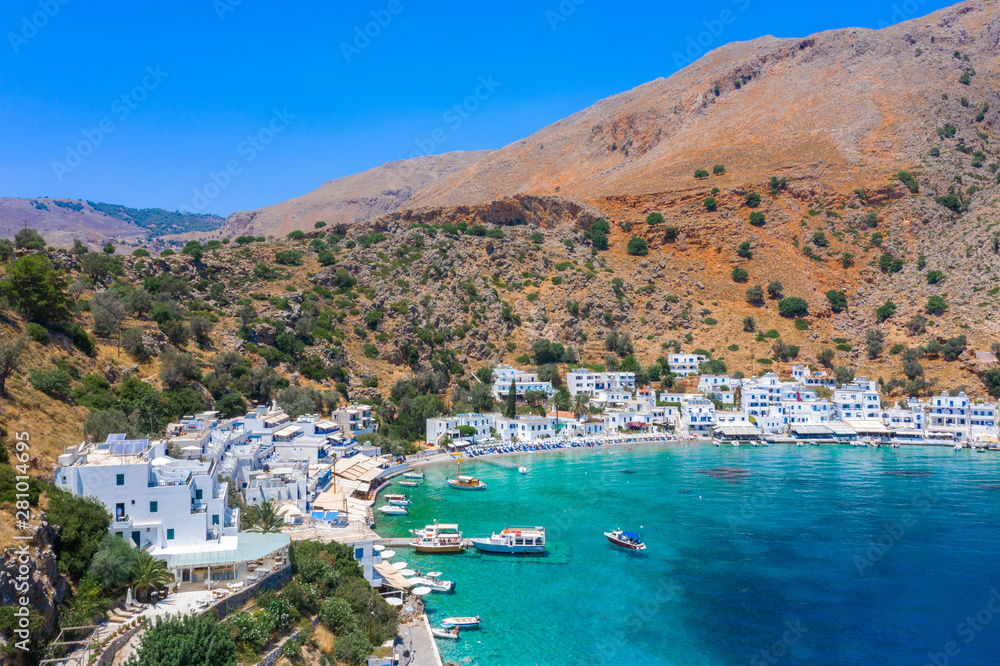 Greek village of Loutro, Chania, Crete, Greece.