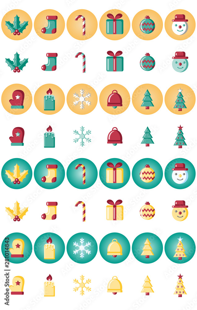 Colorful Christmas Icons Colorful Christmas Icons