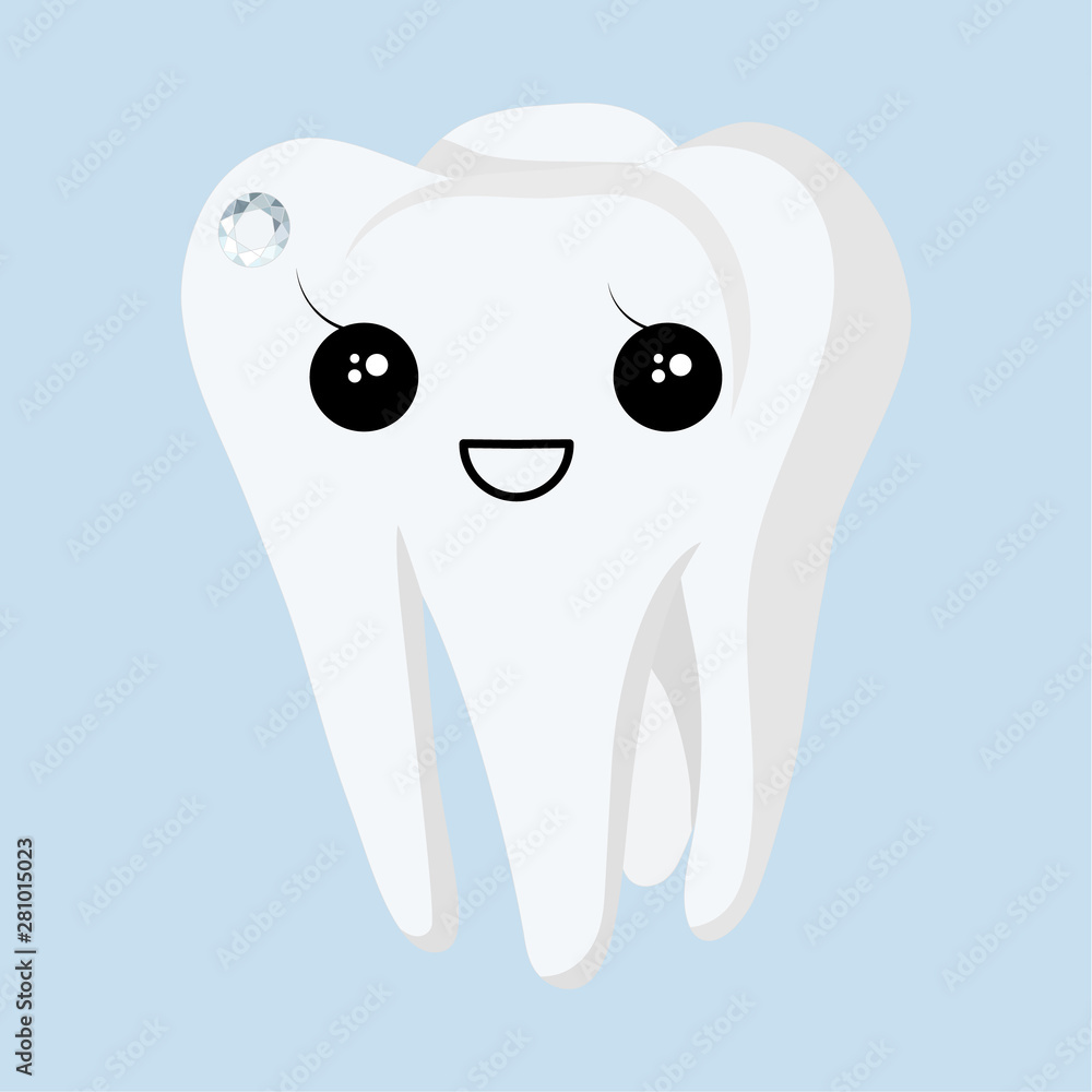 Tooth with skyce on a blue background. Vector illustration. Tooth with skyce on a blue background. Vector illustration.
