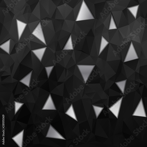 Abstract Black Vector Metal Background with Polygonal Black Triangles