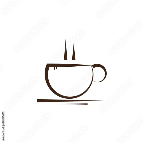 Coffee cup with smoke. Vector Illustration icon. Flat Style. Design for Cafeteria Posters and Banners Cards