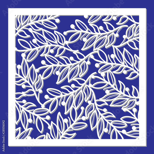Template for laser cutting and Plotter. Flowers, leaves for decoration. Vector illustration, plotter and screen printing, serigraphy.