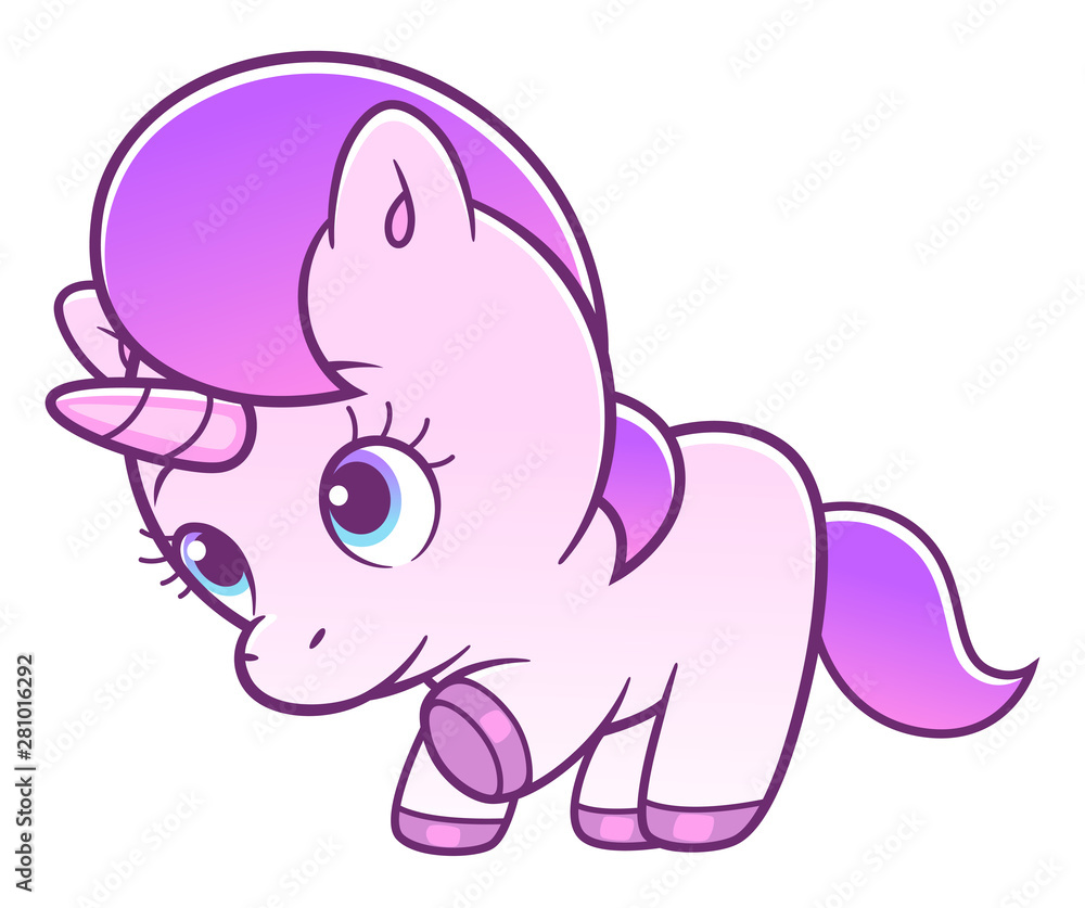 Obraz premium Cute shy unicorn