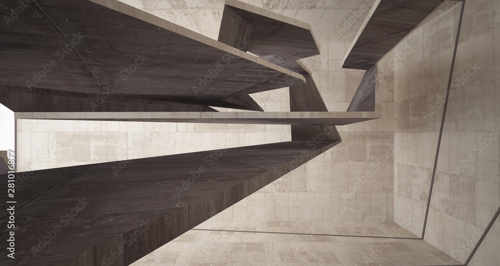 Fototapeta premium Abstract brown and beige concrete interior. 3D illustration and rendering.