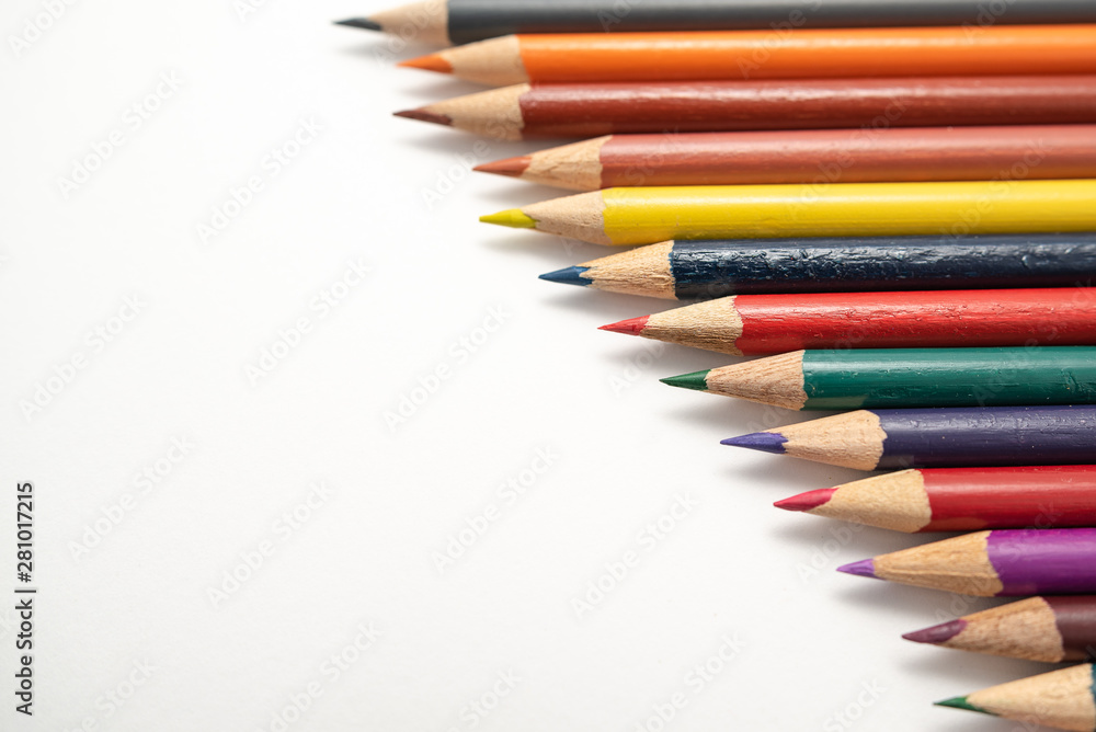 Fototapeta premium colored pencils for drawing isolated on white background