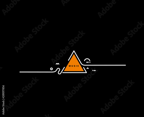 Music notes banner design, Flat Line art vector illustration.