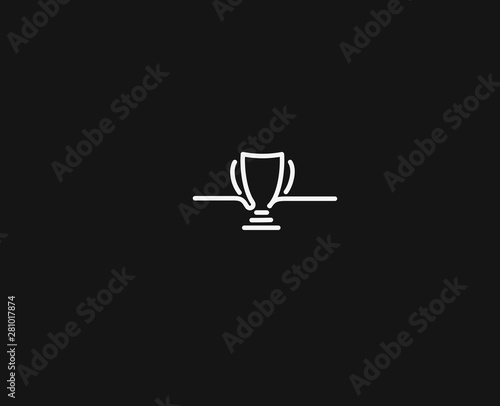Trophy cup line art icon, Vector on white background